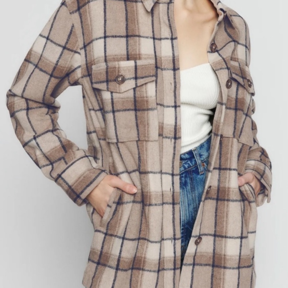 Reformation Cream and Brown Ridley  Jacket